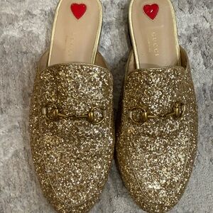 Gucci Gold Princeton Mules (excellent)!